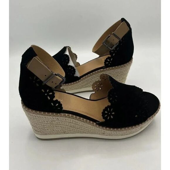 Crown Vintage Black Cow‎ Suede Dunja Style Wedges Womens Sz 9.5M New Without Box - Picture 2 of 8